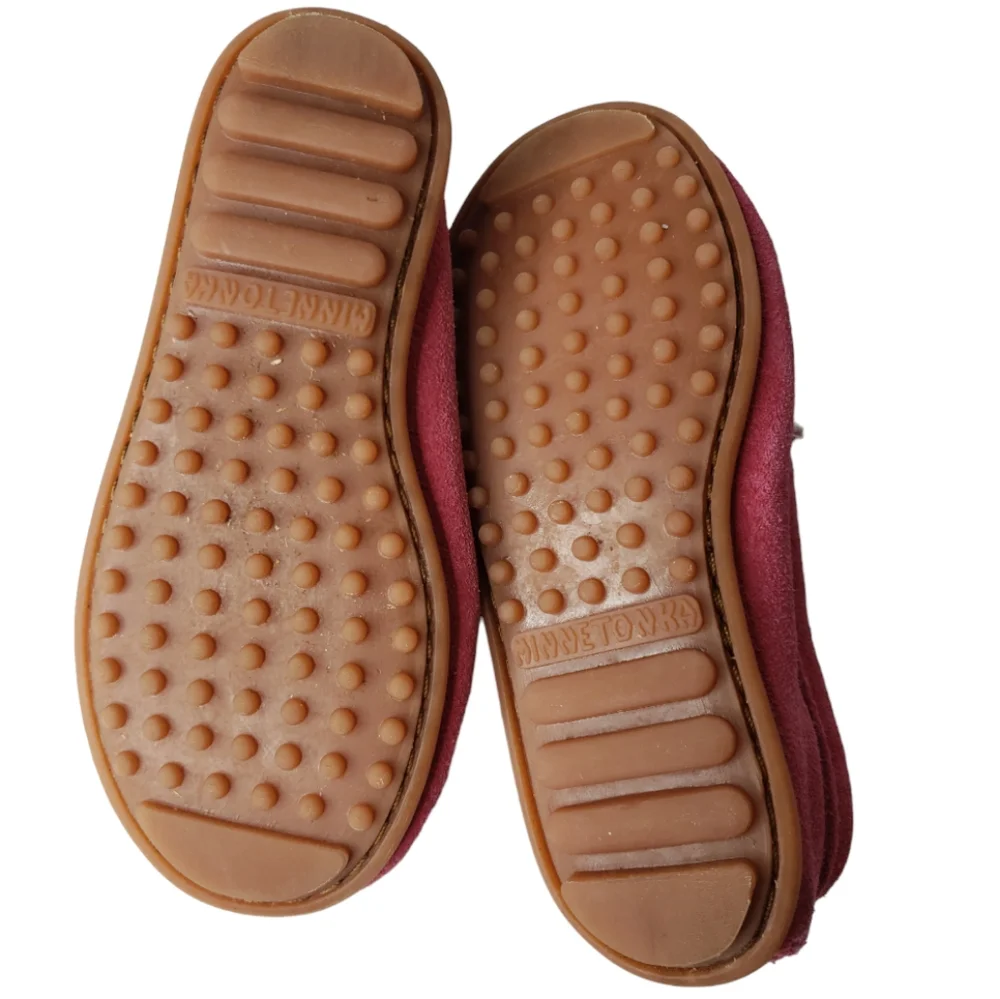 Minnetonka Thunderbird 10 Girls Moccasin Native American Beaded Leather Hot Pink